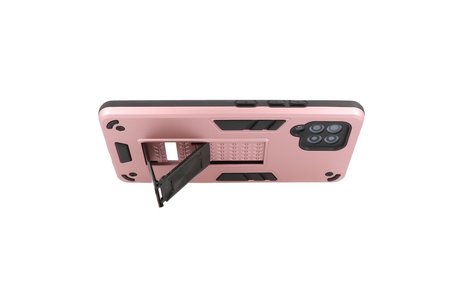 Stand Shockproof Telefoonhoesje - Magnetic Stand Hard Case - Grip Stand Back Cover - Backcover Hoesje voor Samsung Galaxy A42 5G - Roze