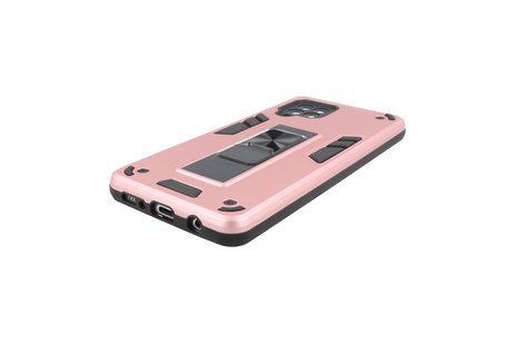 BAOHU Hoesje met Magnetic Stand Hard Case Geschikt voor de Samsung Galaxy A42 5G - Stand Shockproof Telefoonhoesje - Grip Stand Back Cover - Roze