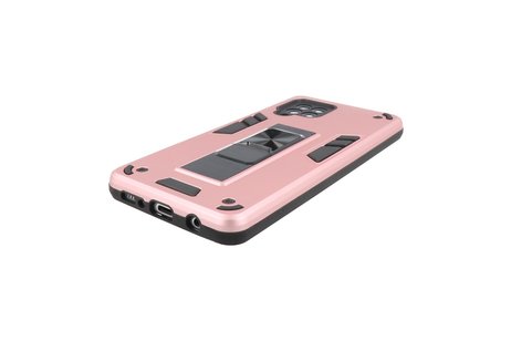 Stand Shockproof Telefoonhoesje - Magnetic Stand Hard Case - Grip Stand Back Cover - Backcover Hoesje voor Samsung Galaxy A42 5G - Roze