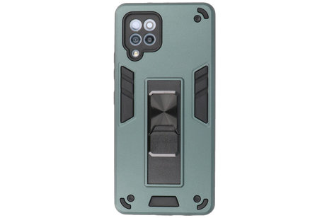 BAOHU Hoesje met Magnetic Stand Hard Case Geschikt voor de Samsung Galaxy A42 5G - Stand Shockproof Telefoonhoesje - Grip Stand Back Cover - Donker Groen