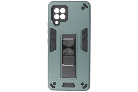 BAOHU Hoesje met Magnetic Stand Hard Case Geschikt voor de Samsung Galaxy A42 5G - Stand Shockproof Telefoonhoesje - Grip Stand Back Cover - Donker Groen