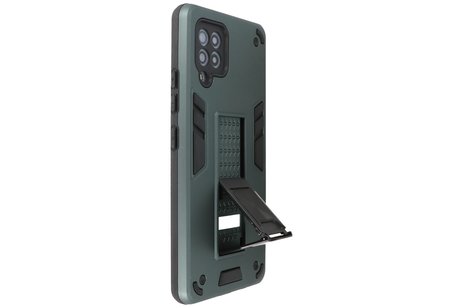 BAOHU Hoesje met Magnetic Stand Hard Case Geschikt voor de Samsung Galaxy A42 5G - Stand Shockproof Telefoonhoesje - Grip Stand Back Cover - Donker Groen