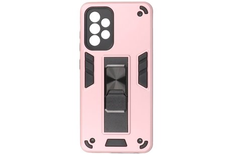 Stand Shockproof Telefoonhoesje - Magnetic Stand Hard Case - Grip Stand Back Cover - Backcover Hoesje voor Samsung Galaxy A52 5G - Roze