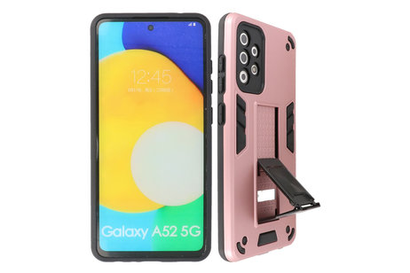 BAOHU Hoesje met Magnetic Stand Hard Case Geschikt voor de Samsung Galaxy A52 5G - Stand Shockproof Telefoonhoesje - Grip Stand Back Cover - Roze
