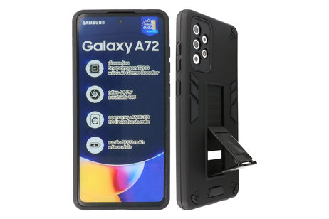 BAOHU Hoesje met Magnetic Stand Hard Case Geschikt voor de Samsung Galaxy A72 5G - Stand Shockproof Telefoonhoesje - Grip Stand Back Cover - Zwart