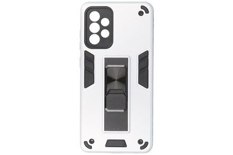 BAOHU Hoesje met Magnetic Stand Hard Case Geschikt voor de Samsung Galaxy A72 5G - Stand Shockproof Telefoonhoesje - Grip Stand Back Cover - Zilver