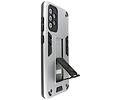 BAOHU Hoesje met Magnetic Stand Hard Case Geschikt voor de Samsung Galaxy A72 5G - Stand Shockproof Telefoonhoesje - Grip Stand Back Cover - Zilver