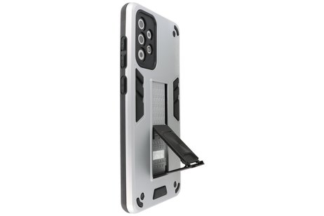 BAOHU Hoesje met Magnetic Stand Hard Case Geschikt voor de Samsung Galaxy A72 5G - Stand Shockproof Telefoonhoesje - Grip Stand Back Cover - Zilver