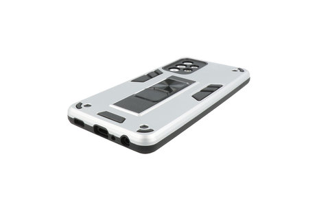 BAOHU Hoesje met Magnetic Stand Hard Case Geschikt voor de Samsung Galaxy A72 5G - Stand Shockproof Telefoonhoesje - Grip Stand Back Cover - Zilver