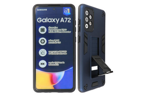 BAOHU Hoesje met Magnetic Stand Hard Case Geschikt voor de Samsung Galaxy A72 5G - Stand Shockproof Telefoonhoesje - Grip Stand Back Cover - Navy