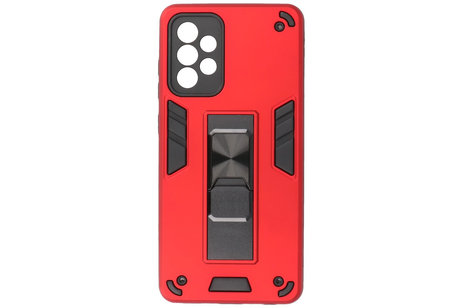 Stand Shockproof Telefoonhoesje - Magnetic Stand Hard Case - Grip Stand Back Cover - Backcover Hoesje voor Samsung Galaxy A72 5G - Rood