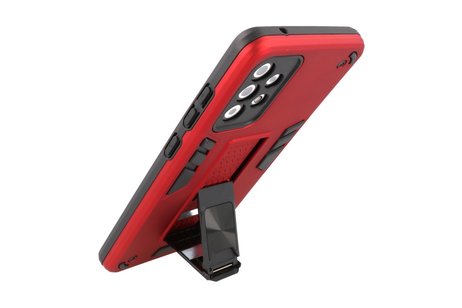 Stand Shockproof Telefoonhoesje - Magnetic Stand Hard Case - Grip Stand Back Cover - Backcover Hoesje voor Samsung Galaxy A72 5G - Rood