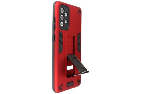 Stand Shockproof Telefoonhoesje - Magnetic Stand Hard Case - Grip Stand Back Cover - Backcover Hoesje voor Samsung Galaxy A72 5G - Rood