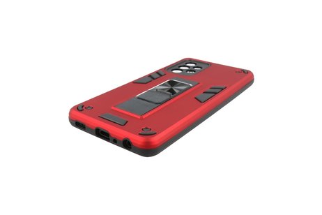 Stand Shockproof Telefoonhoesje - Magnetic Stand Hard Case - Grip Stand Back Cover - Backcover Hoesje voor Samsung Galaxy A72 5G - Rood