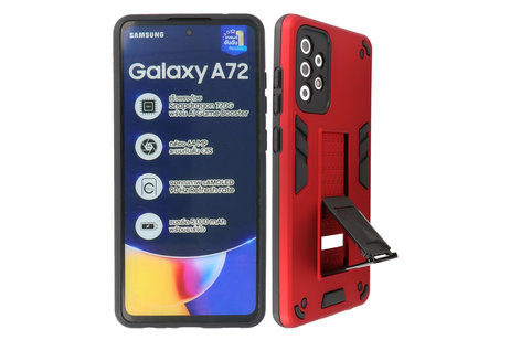BAOHU Hoesje met Magnetic Stand Hard Case Geschikt voor de Samsung Galaxy A72 5G - Stand Shockproof Telefoonhoesje - Grip Stand Back Cover - Rood