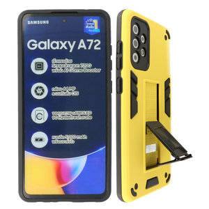 BAOHU Hoesje met Magnetic Stand Hard Case Geschikt voor de Samsung Galaxy A72 5G - Stand Shockproof Telefoonhoesje - Grip Stand Back Cover - Geel