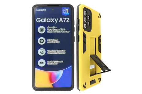 BAOHU Hoesje met Magnetic Stand Hard Case Geschikt voor de Samsung Galaxy A72 5G - Stand Shockproof Telefoonhoesje - Grip Stand Back Cover - Geel