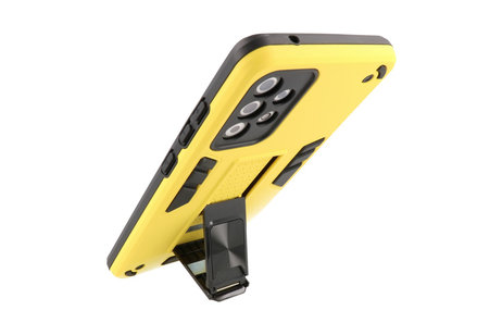 BAOHU Hoesje met Magnetic Stand Hard Case Geschikt voor de Samsung Galaxy A72 5G - Stand Shockproof Telefoonhoesje - Grip Stand Back Cover - Geel