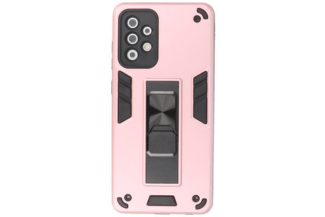 Stand Shockproof Telefoonhoesje - Magnetic Stand Hard Case - Grip Stand Back Cover - Backcover Hoesje voor Samsung Galaxy A72 5G - Roze