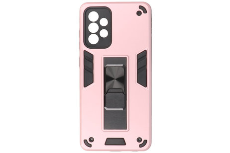 Stand Shockproof Telefoonhoesje - Magnetic Stand Hard Case - Grip Stand Back Cover - Backcover Hoesje voor Samsung Galaxy A72 5G - Roze