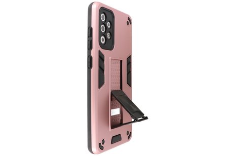 Stand Shockproof Telefoonhoesje - Magnetic Stand Hard Case - Grip Stand Back Cover - Backcover Hoesje voor Samsung Galaxy A72 5G - Roze