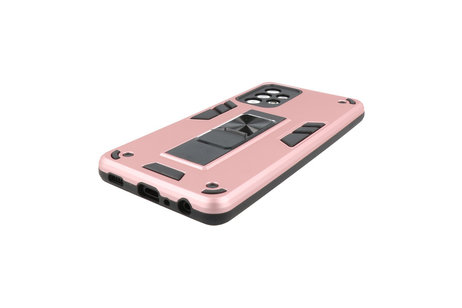 Stand Shockproof Telefoonhoesje - Magnetic Stand Hard Case - Grip Stand Back Cover - Backcover Hoesje voor Samsung Galaxy A72 5G - Roze