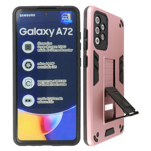 Stand Shockproof Telefoonhoesje - Magnetic Stand Hard Case - Grip Stand Back Cover - Backcover Hoesje voor Samsung Galaxy A72 5G - Roze