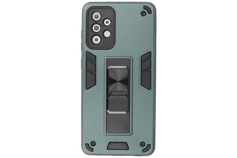 BAOHU Hoesje met Magnetic Stand Hard Case Geschikt voor de Samsung Galaxy A72 5G - Stand Shockproof Telefoonhoesje - Grip Stand Back Cover - Donker Groen