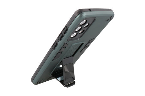 BAOHU Hoesje met Magnetic Stand Hard Case Geschikt voor de Samsung Galaxy A72 5G - Stand Shockproof Telefoonhoesje - Grip Stand Back Cover - Donker Groen
