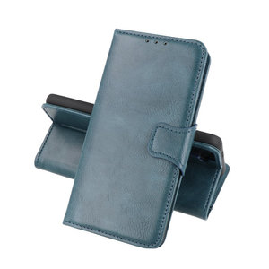 BAOHU Zakelijke Book Case Telefoonhoesje Geschikt voor OnePlus 9R - Portemonnee Hoesje - Pasjeshouder Wallet Case - Blauw