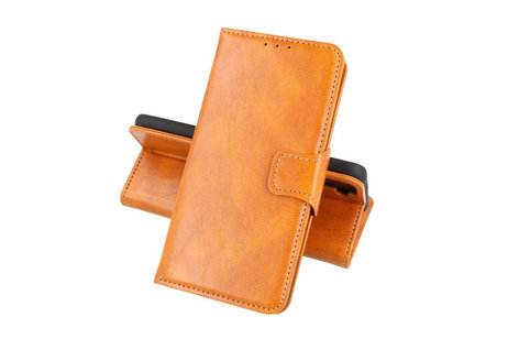 BAOHU Zakelijke Book Case Telefoonhoesje Geschikt voor OnePlus 9R - Portemonnee Hoesje - Pasjeshouder Wallet Case - Bruin