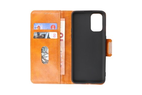 BAOHU Zakelijke Book Case Telefoonhoesje Geschikt voor OnePlus 9R - Portemonnee Hoesje - Pasjeshouder Wallet Case - Bruin