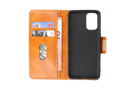 Zakelijke Book Case Telefoonhoesje - Portemonnee Hoesje - Pasjeshouder Wallet Case - Geschikt voor OnePlus 9R - Bruin