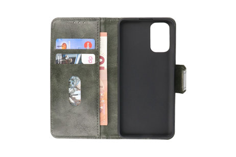 BAOHU Zakelijke Book Case Telefoonhoesje Geschikt voor OnePlus 9R - Portemonnee Hoesje - Pasjeshouder Wallet Case - Donker Groen