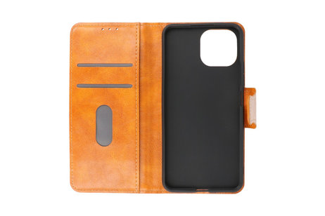 Zakelijke Book Case Telefoonhoesje - Portemonnee Hoesje - Pasjeshouder Wallet Case - Geschikt voor XiaoMi Mi 11 Lite 5G - Bruin