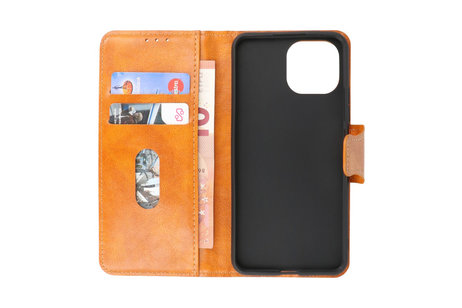 Zakelijke Book Case Telefoonhoesje - Portemonnee Hoesje - Pasjeshouder Wallet Case - Geschikt voor XiaoMi Mi 11 Lite 5G - Bruin