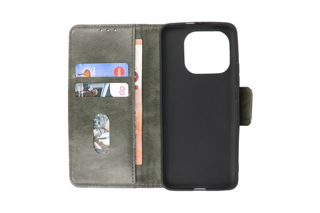 BAOHU Zakelijke Book Case Telefoonhoesje - Portemonnee Hoesje - Pasjeshouder Wallet Case - Geschikt voor XiaoMi Mi 11 Pro - Donker Groen