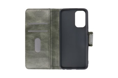 BAOHU Zakelijke Book Case Telefoonhoesje - Portemonnee Hoesje - Pasjeshouder Wallet Case - Geschikt voor Oppo Reno 5 Pro - Donker Groen