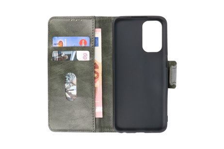 BAOHU Zakelijke Book Case Telefoonhoesje - Portemonnee Hoesje - Pasjeshouder Wallet Case - Geschikt voor Oppo Reno 5 Pro - Donker Groen