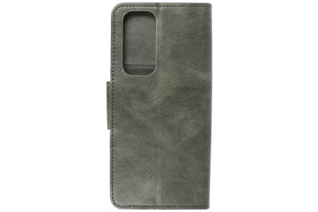 BAOHU Zakelijke Book Case Telefoonhoesje - Portemonnee Hoesje - Pasjeshouder Wallet Case - Geschikt voor Oppo Reno 5 Pro Plus 5G - Oppo Find X3 Neo - Donker Groen