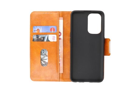 Zakelijke Book Case Telefoonhoesje - Portemonnee Hoesje - Pasjeshouder Wallet Case - Geschikt voor Oppo Reno 5 Z - Oppo A94 5G - F19 Pro Plus 5G - Bruin