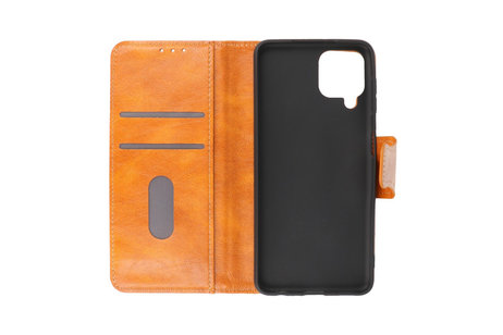 Zakelijke Book Case Telefoonhoesje - Portemonnee Hoesje - Pasjeshouder Wallet Case - Geschikt voor Samsung Galaxy A22 4G - Bruin