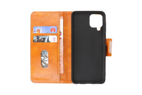 Zakelijke Book Case Telefoonhoesje - Portemonnee Hoesje - Pasjeshouder Wallet Case - Geschikt voor Samsung Galaxy A22 4G - Bruin