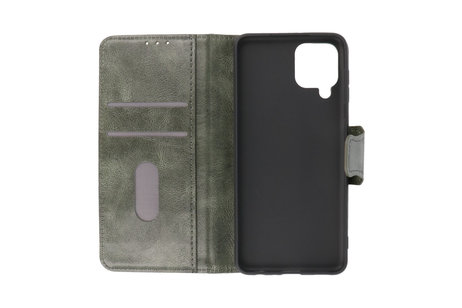 BAOHU Zakelijke Book Case Telefoonhoesje Geschikt voor de Samsung Galaxy A22 4G - Portemonnee Hoesje - Pasjeshouder Wallet Case - Donker Groen