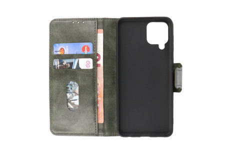 BAOHU Zakelijke Book Case Telefoonhoesje Geschikt voor de Samsung Galaxy A22 4G - Portemonnee Hoesje - Pasjeshouder Wallet Case - Donker Groen