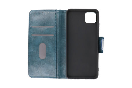 BAOHU Zakelijke Book Case Telefoonhoesje Geschikt voor de Samsung Galaxy A22 5G - Portemonnee Hoesje - Pasjeshouder Wallet Case - Blauw
