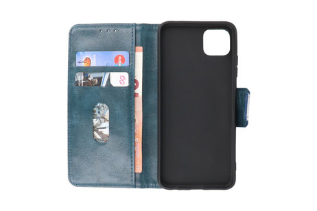 BAOHU Zakelijke Book Case Telefoonhoesje Geschikt voor de Samsung Galaxy A22 5G - Portemonnee Hoesje - Pasjeshouder Wallet Case - Blauw
