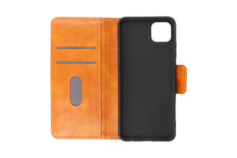 BAOHU Zakelijke Book Case Telefoonhoesje Geschikt voor de Samsung Galaxy A22 5G - Portemonnee Hoesje - Pasjeshouder Wallet Case - Bruin