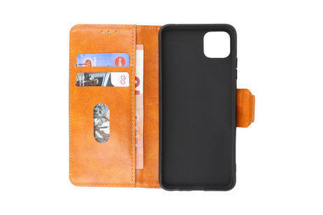 Zakelijke Book Case Telefoonhoesje - Portemonnee Hoesje - Pasjeshouder Wallet Case - Geschikt voor Samsung Galaxy A22 5G - Bruin