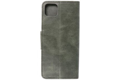 BAOHU Zakelijke Book Case Telefoonhoesje Geschikt voor de Samsung Galaxy A22 5G - Portemonnee Hoesje - Pasjeshouder Wallet Case - Donker Groen